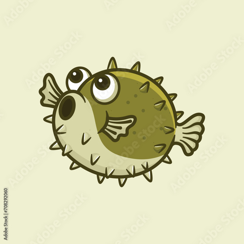 Puffer fish cartoon animal illustration
