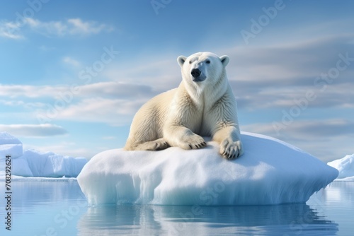 A polar bear is lying on an ice floe. International Polar Bear Day Card