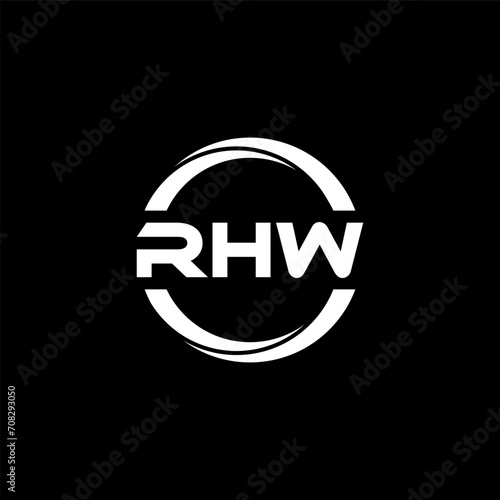 RHW letter logo design with black background in illustrator, cube logo, vector logo, modern alphabet font overlap style. calligraphy designs for logo, Poster, Invitation, etc.