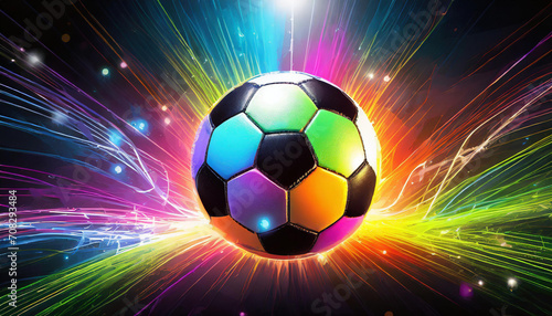 soccer ball on colorful back toground