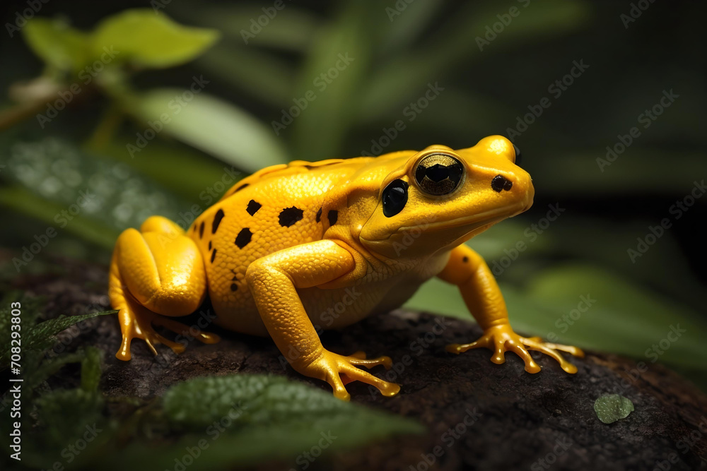 Fototapeta premium Vibrant Yellow & Black Golden Poison Frog