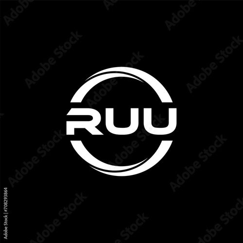 RUU letter logo design with black background in illustrator, cube logo, vector logo, modern alphabet font overlap style. calligraphy designs for logo, Poster, Invitation, etc.