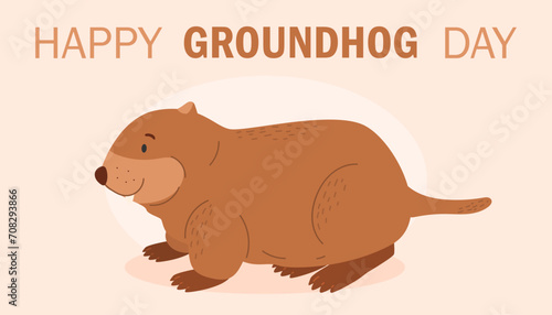 Happy Groundhog Day vector illustration.