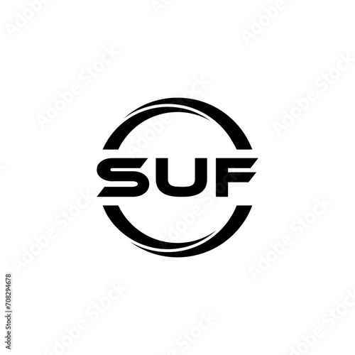 SUF letter logo design with white background in illustrator  cube logo  vector logo  modern alphabet font overlap style. calligraphy designs for logo  Poster  Invitation  etc.