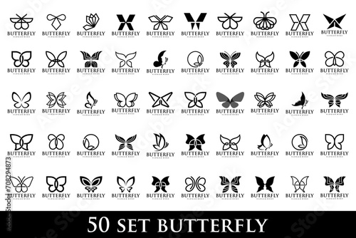 set of creative abstract butterfly logo design. Vector illustration