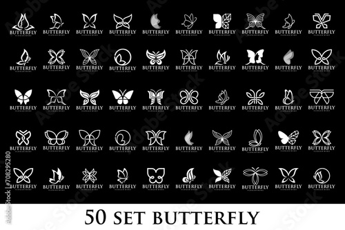 set of creative abstract butterfly logo design. Vector illustration
