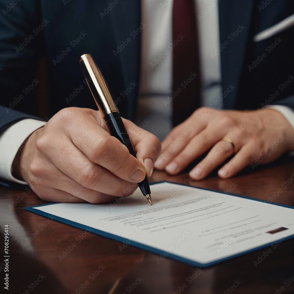 Businessman signing a document. Businessman signing a document.