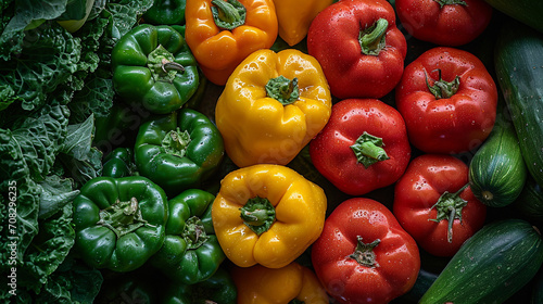 red and yellow peppers photo