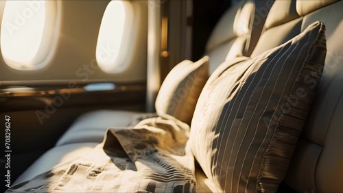 As the world awakens outside your private jet window, revel in the lavish linens and textiles that make every flight feel like a fivestar hotel experience. photo