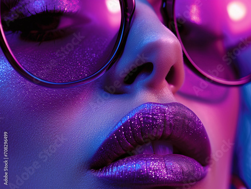 Cyber beauty images by angela rehn, in the style of neon pop photo