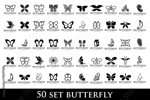 set of creative abstract butterfly logo design. Vector illustration © su