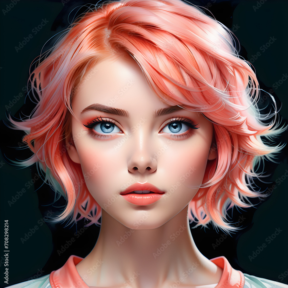 Fototapeta premium Striking Elegance Unveiled: A Captivating Showcase of Diverse Hairstyles Adorning Beautiful Women.(Generative AI)
