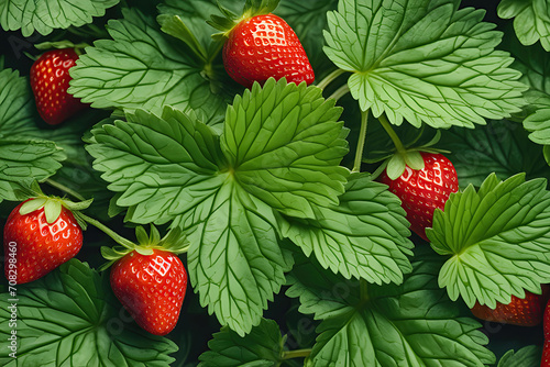 Macro shot of strawberry leaves