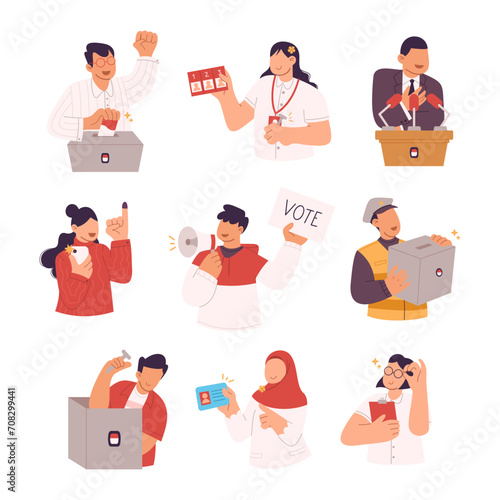 Flat illustrations for general election and voting