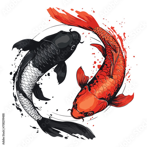 Yin and yang Koi fish vector illustration