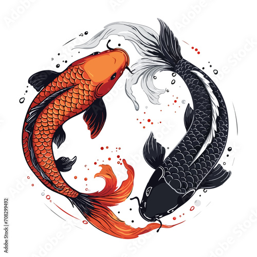 Yin and yang Koi fish vector illustration