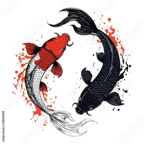 Yin and yang Koi fish vector illustration