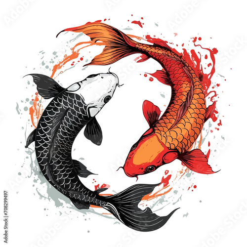 Yin and yang Koi fish vector illustration