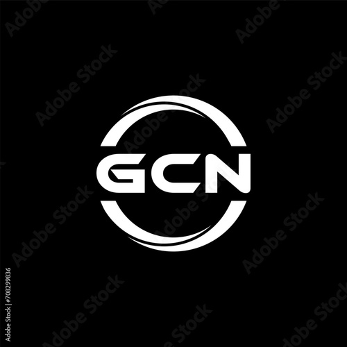 GCN letter logo design with black background in illustrator, cube logo, vector logo, modern alphabet font overlap style. calligraphy designs for logo, Poster, Invitation, etc. photo