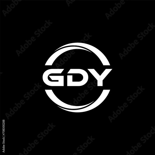 GDY letter logo design with black background in illustrator, cube logo, vector logo, modern alphabet font overlap style. calligraphy designs for logo, Poster, Invitation, etc. photo