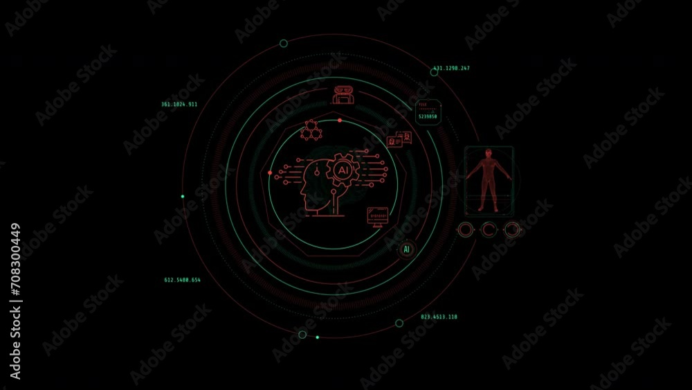 Artificial intelligence usage infographics on alpha channel. Artificial intelligence usage infographics on alpha channel.
