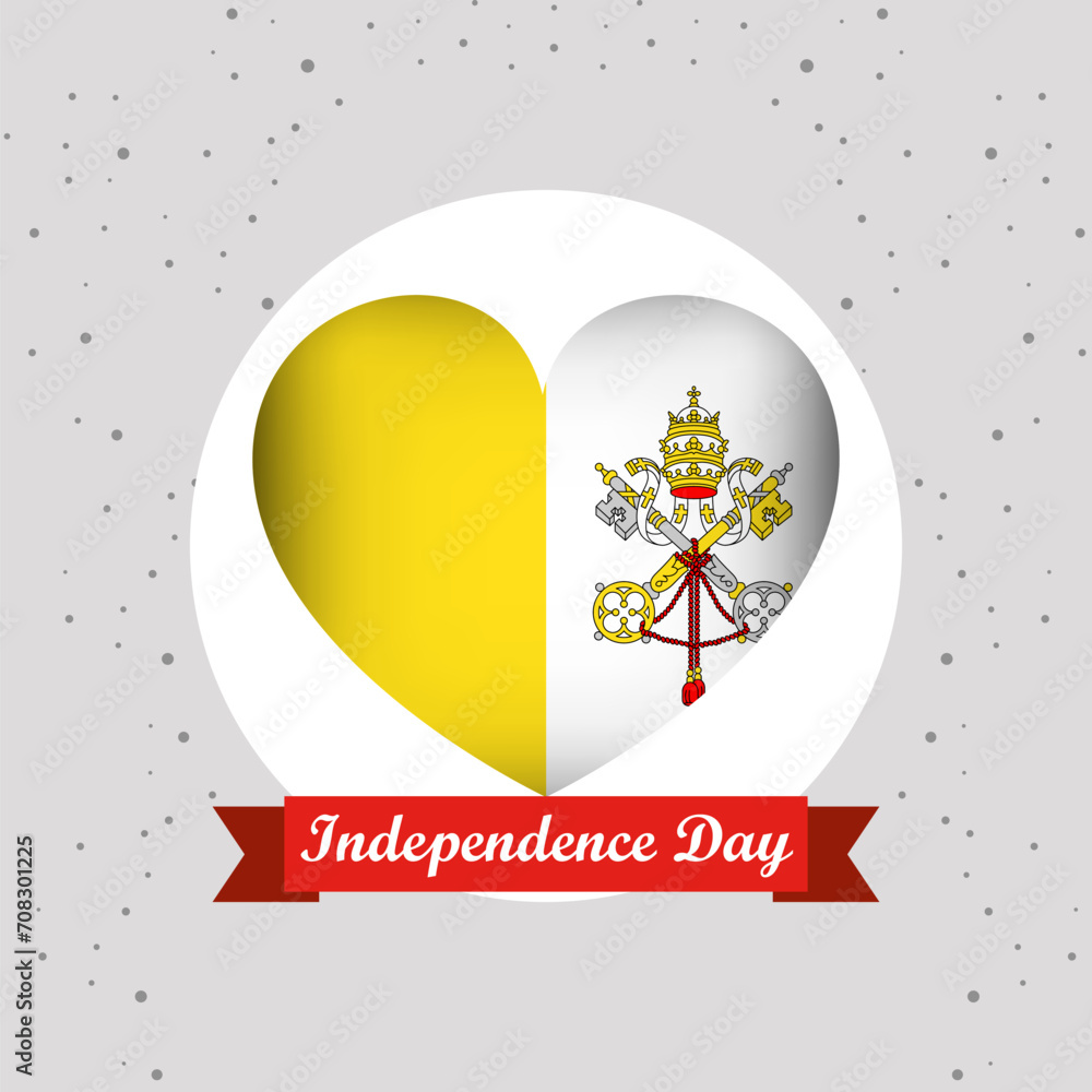 Obraz premium Vatican Independence Day With Heart Emblem Design