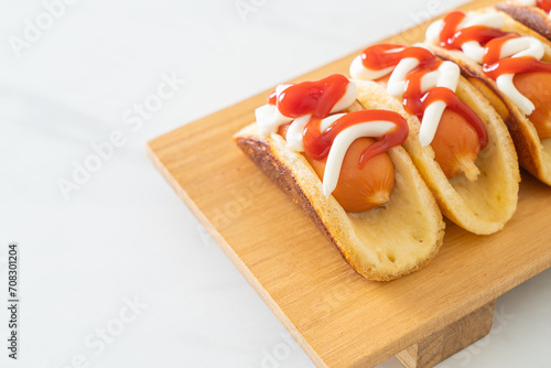 flat pancake roll with sausage
