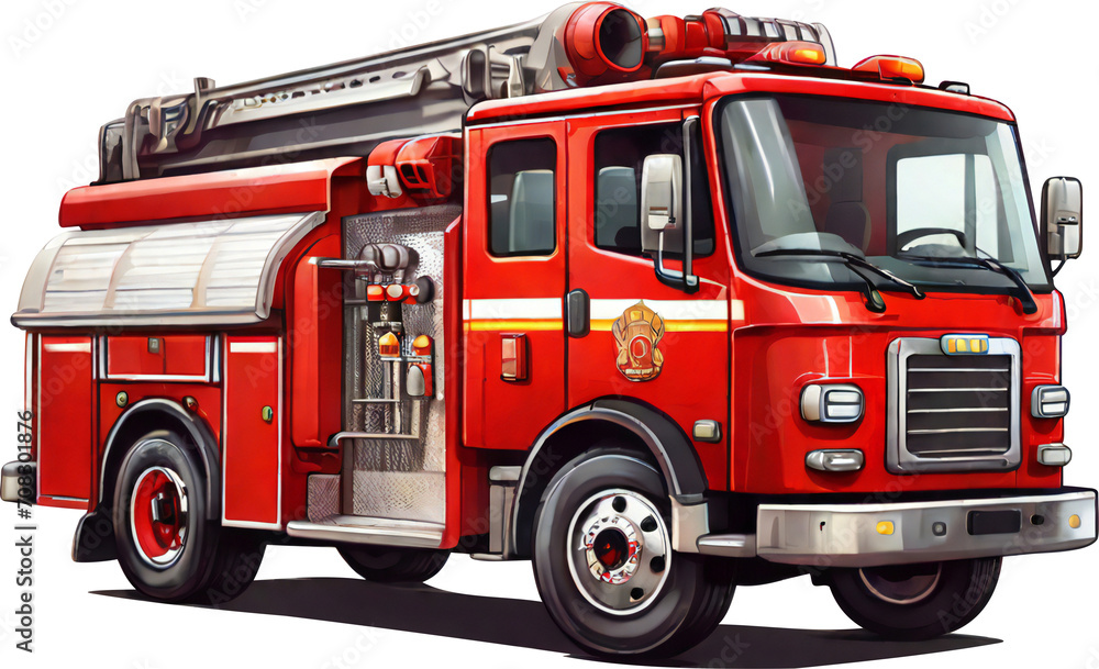 illustration of a fire engine. design for poster, banner, flyer, social media. ai generative design