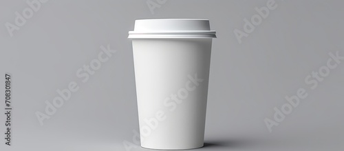 Isolated white cup for hot beverages to go. photo