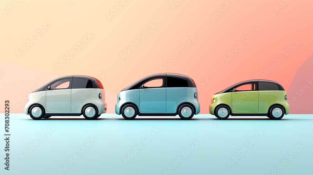 Zero emission vehicles electric transportation clean mobility solid color background