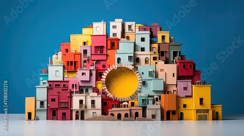 Zero waste cities circular economies sustainable urban planning solid color background #708302276