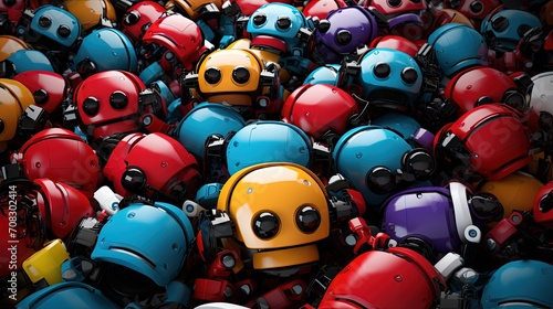 Swarm robotics collective intelligence coordinated automation solid color background photo