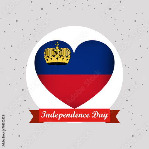 Liechtenstein Independence Day With Heart Emblem Design