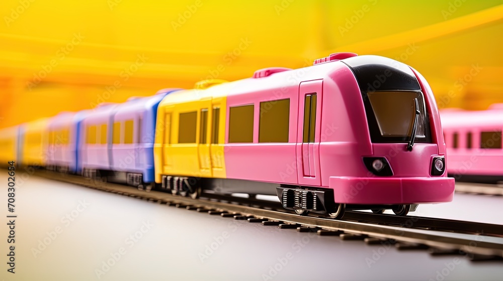 Fototapeta premium Public transportation efficient commuting eco friendly travel solid color background