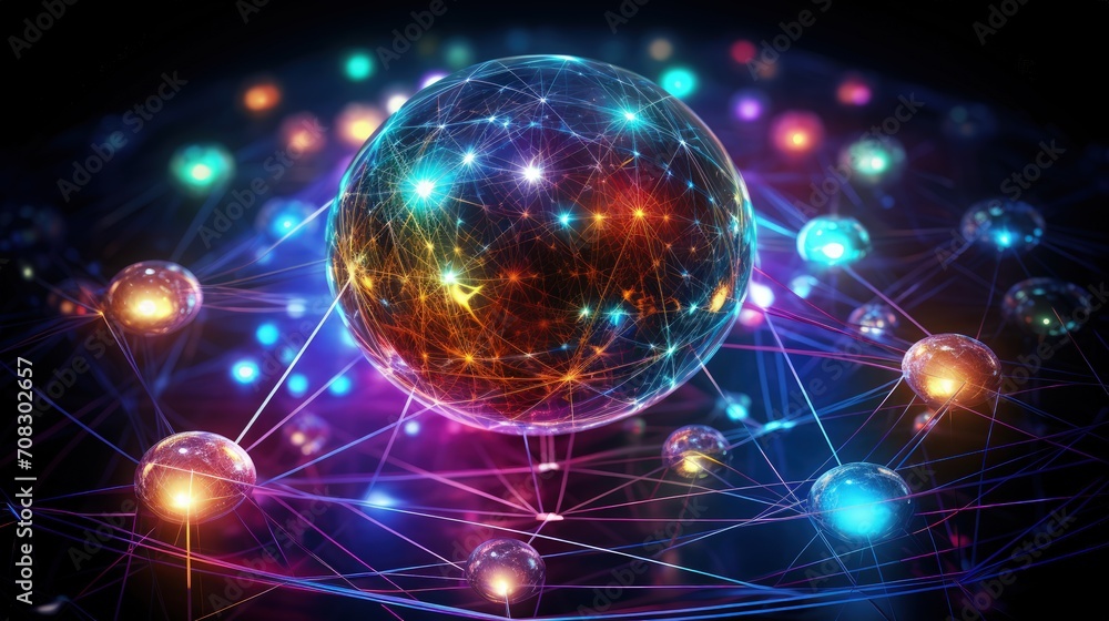 Quantum communication ultra secure networks future technology solid color background Quantum communication ultra secure networks future technology solid color background