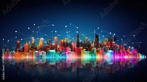Smart cities connected communities urban innovation solid color background #708302623