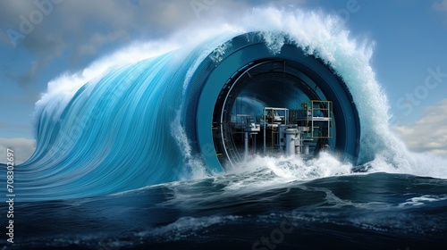 Ocean energy systems wave power generation tidal energy converters solid color background