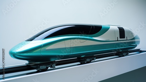 Magnetic levitation frictionless transportation high speed maglev trains solid color background