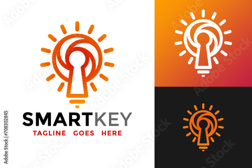 Smart Key Bulb Logo design vector symbol icon illustration
