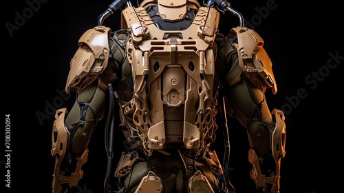 Exoskeletons powered armor mobility enhancement solid color background