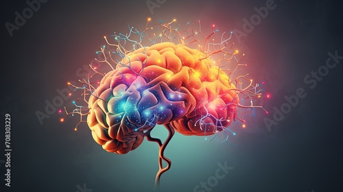 Brain training cognitive enhancement mental fitness solid color background photo