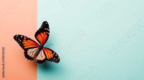 Simple photogrphy background butterfly thematic  minimal  stock image  with a blank space  generative ai
