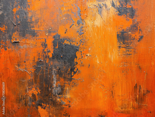Abstract painting background texture with black orange colors, Ai Generate Images