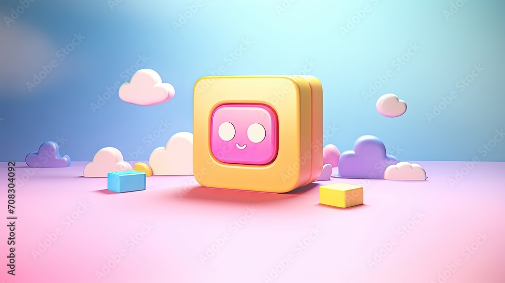 Obraz premium 3d cartoon icon floating in pastel color