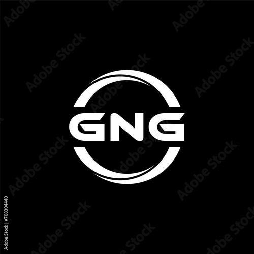GNG letter logo design with black background in illustrator, cube logo, vector logo, modern alphabet font overlap style. calligraphy designs for logo, Poster, Invitation, etc.