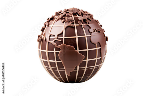 chocolate globe chocolate day, Isolated on transparent PNG background, Generative ai