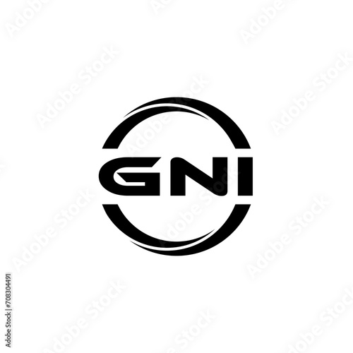 GNI letter logo design with white background in illustrator  cube logo  vector logo  modern alphabet font overlap style. calligraphy designs for logo  Poster  Invitation  etc.