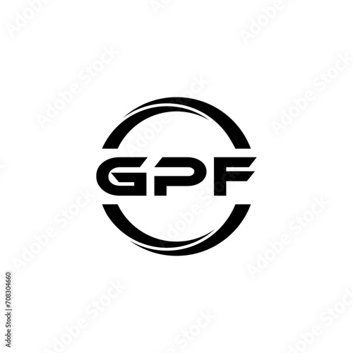 GPF letter logo design with white background in illustrator, cube logo, vector logo, modern alphabet font overlap style. calligraphy designs for logo, Poster, Invitation, etc.