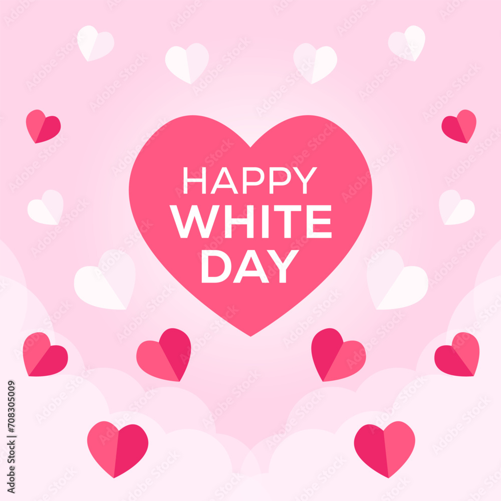 happy white day illustration in flat design style on a pink background happy white day illustration in flat design style on a pink background