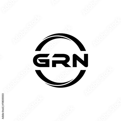 GRN letter logo design with black background in illustrator, cube logo, vector logo, modern alphabet font overlap style. calligraphy designs for logo, Poster, Invitation, etc. photo